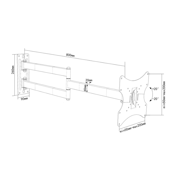 TV-Halterung für Philips 32–44 Zoll (80 cm von der Wand entfernt)