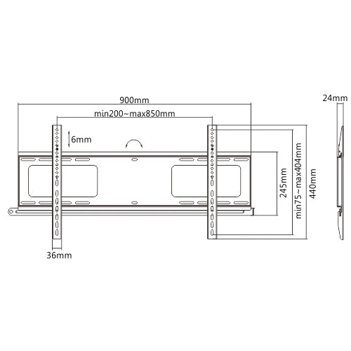 Wolff Mount | Feste TV-Wandhalterung mit Diebstahlschutz bis zu 90 Zoll | VESA 800x400