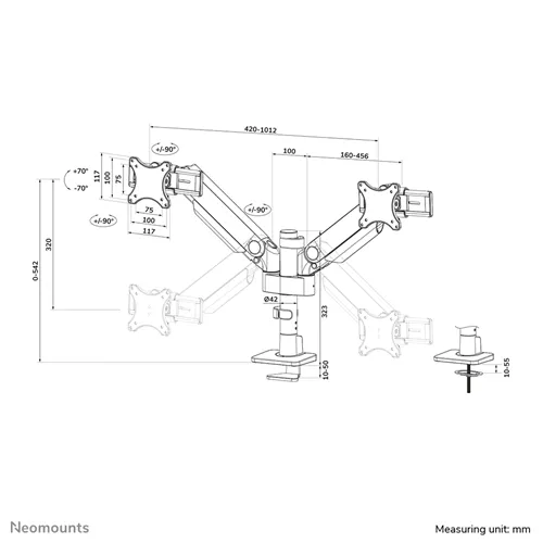 Neomounts DS65S-950BL2 Full Motion Monitor Arm - Flexible Monitorhalterung | 24-34 Zoll |.