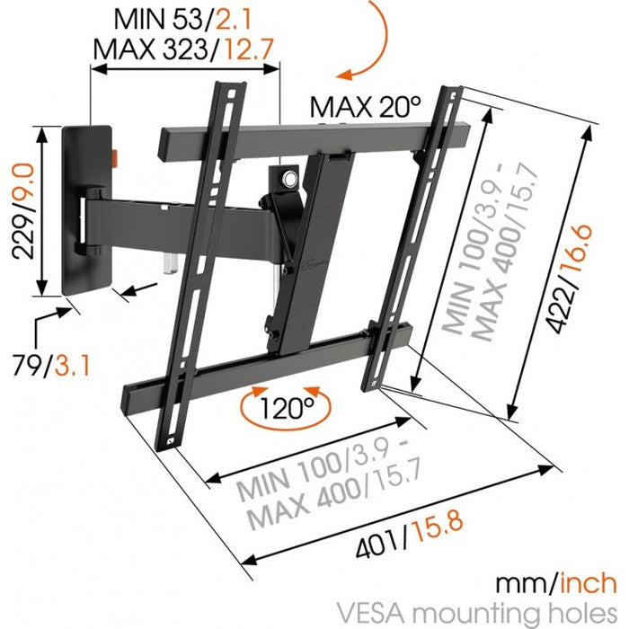 Vogel's WALL 2225 vollbewegliche TV-Wandhalterung schwarz bis 55 Zoll