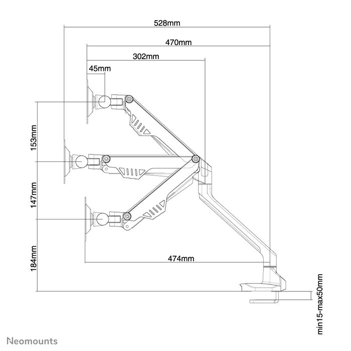 FPMA-D750BLACK ist eine Tischhalterung mit Gasfeder für Flachbildschirme bis 32 Zoll (81 cm).