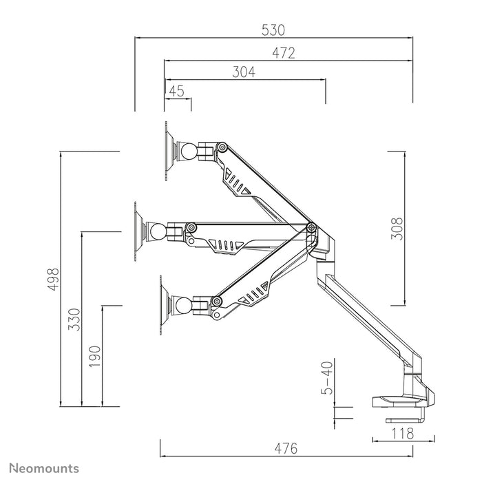 FPMA-D750SILVER2 ist eine Tischhalterung mit Gasfeder für Flachbildschirme bis 32 Zoll (81 cm).