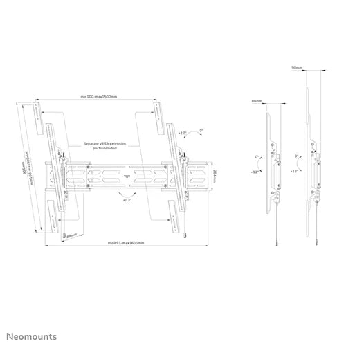 NewStar LFD-W2000 Wandhalterung für Bildschirme bis 100 Zoll