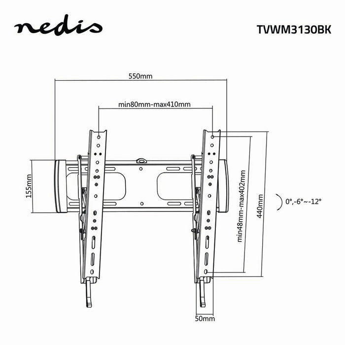 Neigbare TV-Wandhalterung | 32 - 55" | Max. 35 kg | Neigungswinkel 12°