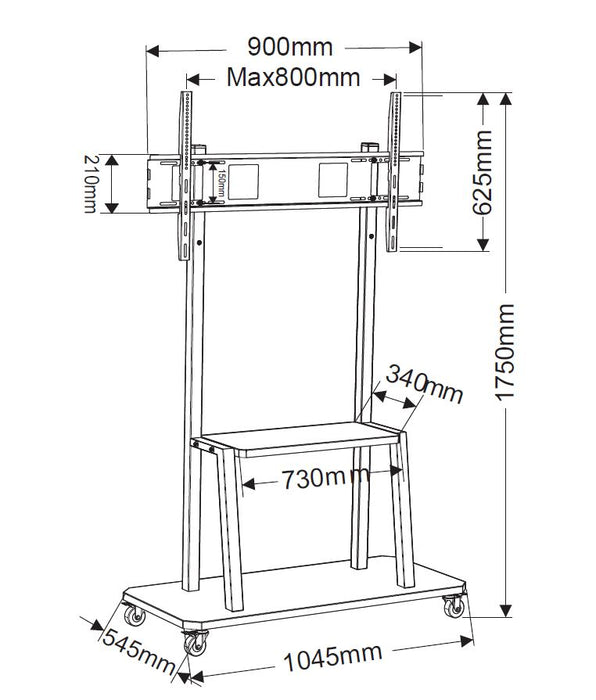 Mobile Präsentationsmöbel-Bildschirme 55–100 Zoll, max. 130 kg