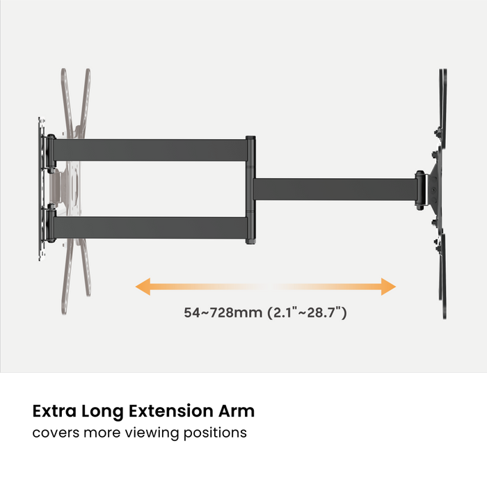 Wolff Mount universelle lange TV-Halterung für Bildschirme bis 65 Zoll (73 cm Wandabstand) mit VESA 400x400