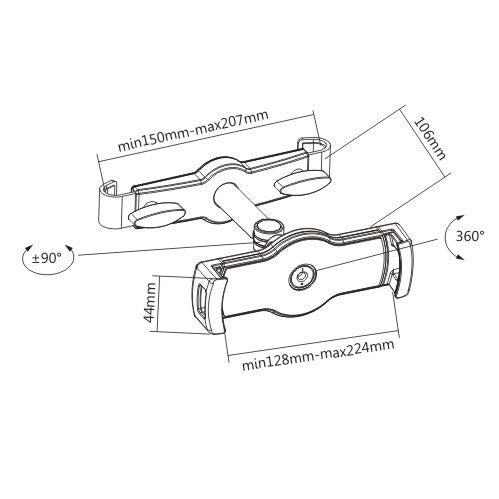 Wolff Mount Car Tablet-Halterung für die Kopfstütze bis 224 mm